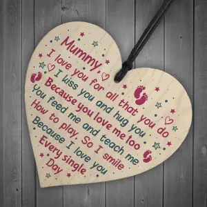 Red Ocean Mum Birthday Christmas Mummy To Be Wooden Heart From Bump Baby Gift Keepsake