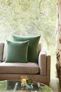 Next Dark Sage Green 43 X 43cm Matte Velvet Cushion - Dark Sage Green