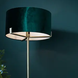 Hatton Antique Brass with Green Velvet Shade Classic Style 1 light Floor Light