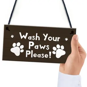 Funny Dog Sign Pet Sign WASH YOUR PAWS Bathroom Sign Dog Owner Gift Home Decor