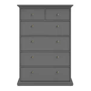 Paris Chest of 6 Drawers in Matt Grey