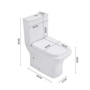 White 2-Piece Simple Elongated Square Toilet with Dual Flush