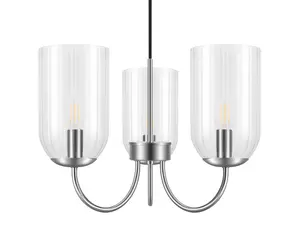 GoodHome Salford Round Clear Chrome effect 3 Lamp LED Pendant ceiling light, (Dia)470mm