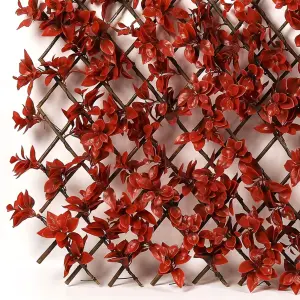 Expanding Decorative Trellis Artificial Red Leaf Willow Trellis Panel Screen