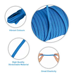 5mm Wide Flat Elastic Band, Adjustable Strech Elastic Cord Flat Tape, Blue - 25 metres