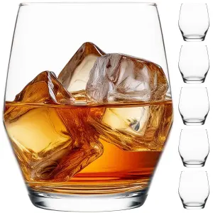 Homiu Whiskey Tumbler Glass 370ml - Pack of 6 - Dishwasher Safe - Napoli Collection