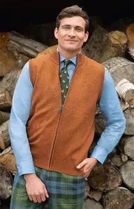 House Of Bruar Men's Country Lambswool Gilet - Warm Ginger