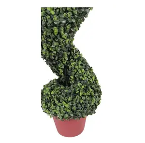 Abaseen 100cm 2pc Artificial Boxwood Spiral Twist Topiary Tree Indoor Outdoor