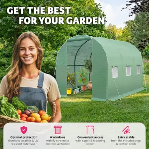 Greenhouse - polytunnel with 6 windows, 343 x 200 x 200 cm - 343 x 200 x 200 cm