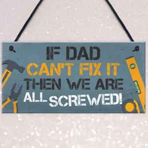 Red Ocean Dad Fix It Man Cave Sign Garage Shed Door Wall Plaque Birthday Xmas Gifts For Dad Daddy