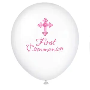 Unique Party Latex Radiant Cross First Holy Communion Balloons (Pack of 8) Pink/White (One Size)