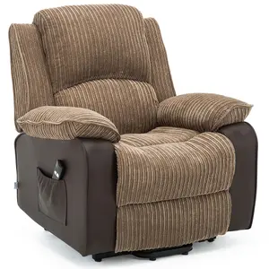 Postana Single Motor Electric Rise Recliner Jumbo Cord Fabric Armchair Electric Lift Riser Chair (Brown)