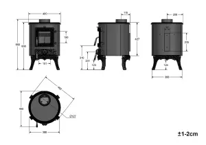 SunDaze Black Wood Burning Stove Cast Iron Woodburner Fireplace 5KW Defra Eco Design