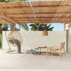 Berkfield Patio Retractable Side Awning 160x600 cm Cream