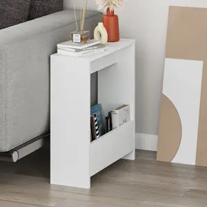 Beeler Modern Slim Compact Side Table White