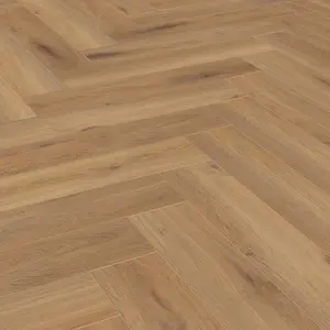 Herri Pisa Oak D3861 Brown Herringbone Effect 8mm Thick Laminate Flooring For Home (All Rooms) 1.238 m²Per Pack