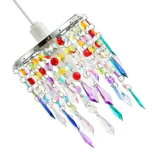 Modern Waterfall Design Pendant Shade with Multi Colour Acrylic Drops and Beads