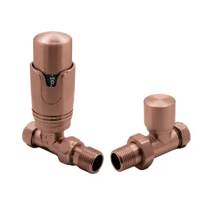 Pair of Straight Bronze Thermostatic Radiator Valves