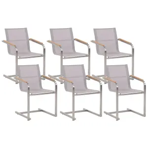 Set of 6 Garden Chairs COSOLETO Stainless Steel Beige