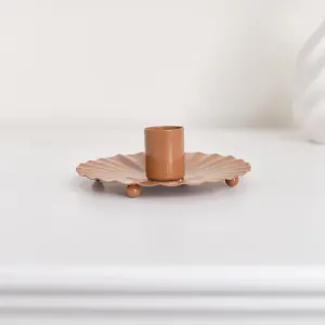 Melody Maison Rust Brown Round Scallop Candlestick Holder