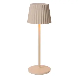 Lucide Justine Cottage Rechargeable Table lamp Outdoor - LED Dim. 2700K - IP54 - With wireless charging pad - Cream