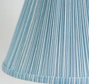 ValueLights Laurenne Tapered Blue Pinstripe Fabric Pleated Easy Fit Small Lamp Shade