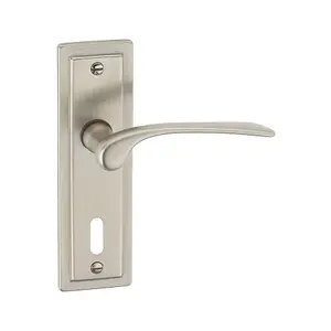 URBNLIVING 159mm Length 2 Pcs Como Metal & Satin Nickel Lever Latch Door Keyhole Handles Set