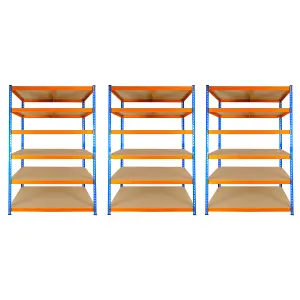 3 Bays of 6 Tier Extra Heavy Duty Storage Racking 1800h x 1200w x 600d mm 300kg