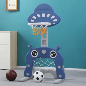 UFO Cartoon 2-in-1 Toddler Basketball Hoop Football Goal Set