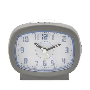 Analogue Quartz Movement / Crystal Alarm Tabletop Clock in Silver