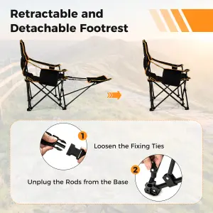 Costway Folding Camping Chair Camping Lounge Chair with Adjustable Backrest