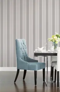 Galerie Smart Stripes 2 Silver Grey Formal Stripe Smooth Wallpaper