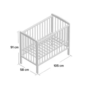 Sydney Mini Cot with Mattress White