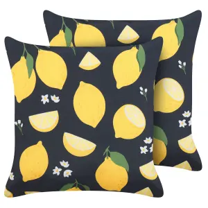 Set of 2 Cushions CITRUS 45 x 45 cm Plant Black