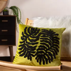 furn. Maldive Botanical Velvet Tufted Feather Filled Cushion