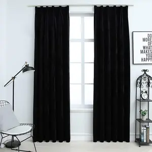 vidaXL Blackout Curtains 2 pcs with Hooks Velvet Black 140x245 cm