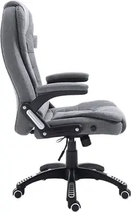 Executive High Back Reclining Grey Fabric Office Chair, Extra Padded Ergonomic Luxury Managers Computer Home Office Desk Chair, MO17, Cherry Tree