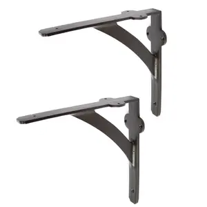 Hammer & Tongs Iron Shelf Bracket - D205mm - Black - Pack of 2