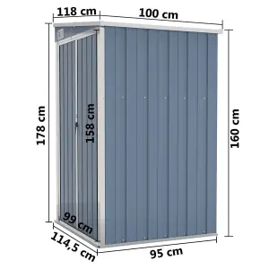 Berkfield Wall-mounted Garden Shed Grey 118x100x178 cm Galvanised Steel