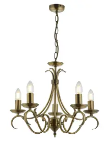 Anson Lighting Borka 5lt Pendant light finished in Antique brass plate