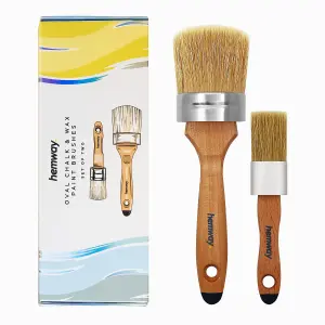 Handmade Oval Chalk, Lacquer & Wax Brush 2 Set