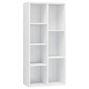 Berkfield Book Cabinet High Gloss White 50x25x106 cm Engineered Wood