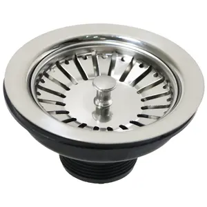 SPARES2GO Sink Strainer Basket Waste Drain Plug Chrome Plated Stainless Steel Kitchen Bathroom Basin (40mm, 1 1/2")