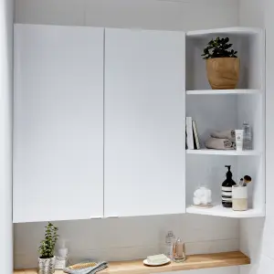 GoodHome Imandra Gloss White Double Bathroom Wall cabinet (H)90cm (W)60cm