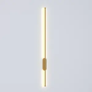 Modern Gold Linear Long Tube Aluminum LED Indoor Wall Light Wall Sconce 100cm Warm Light