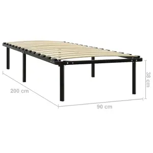 Berkfield Bed Frame Black Metal 90x200 cm