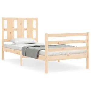 Berkfield Bed Frame with Headboard 90x200 cm Solid Wood