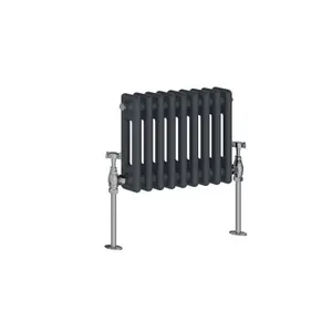 Rinse Bathrooms Traditional Radiator Anthracite Horizontal Double Column Cast Iron Grey Radiators 300x425mm