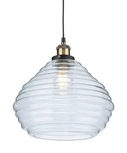 Luminosa Orla Dome Pendant Light Antique Brass with Clear Glass