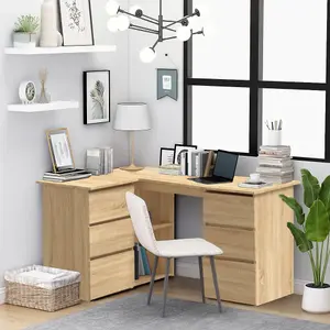 Berkfield Corner Desk Sonoma Oak 145x100x76 cm Engineered Wood